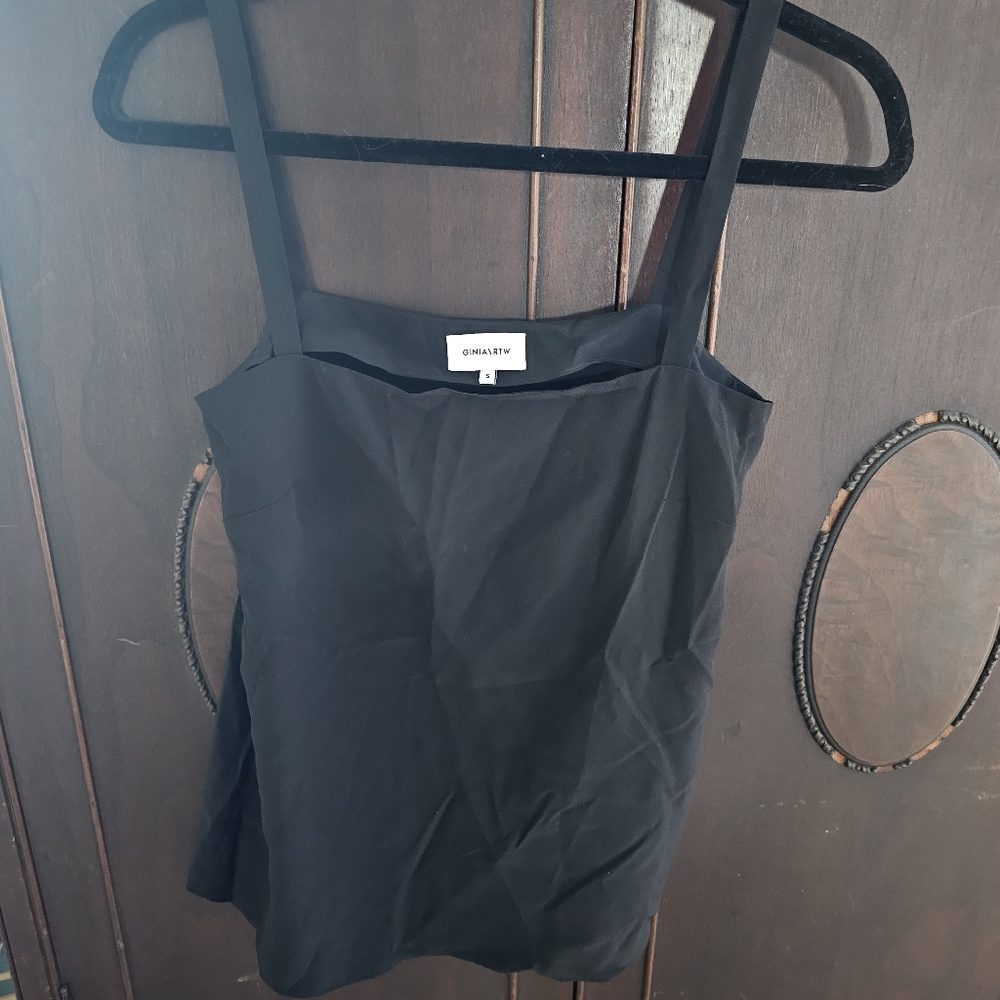 Ginia RTW Black Chloe Camisole Top Small 100% Silk NWOT